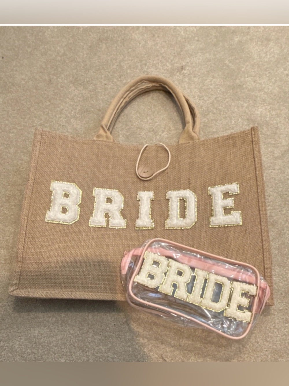 Bride Tote Bag + Clear Makeup Bag Set | Bachelorette / Bridal Shower Gift